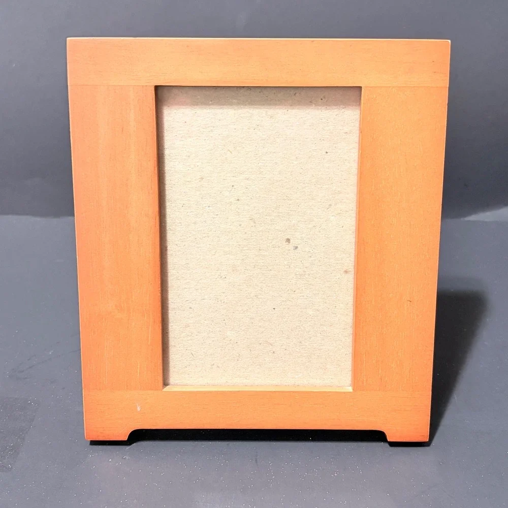 Vintage Fetco International 1995 Orange Wood Picture Frame 4x6 Handcrafted MCM